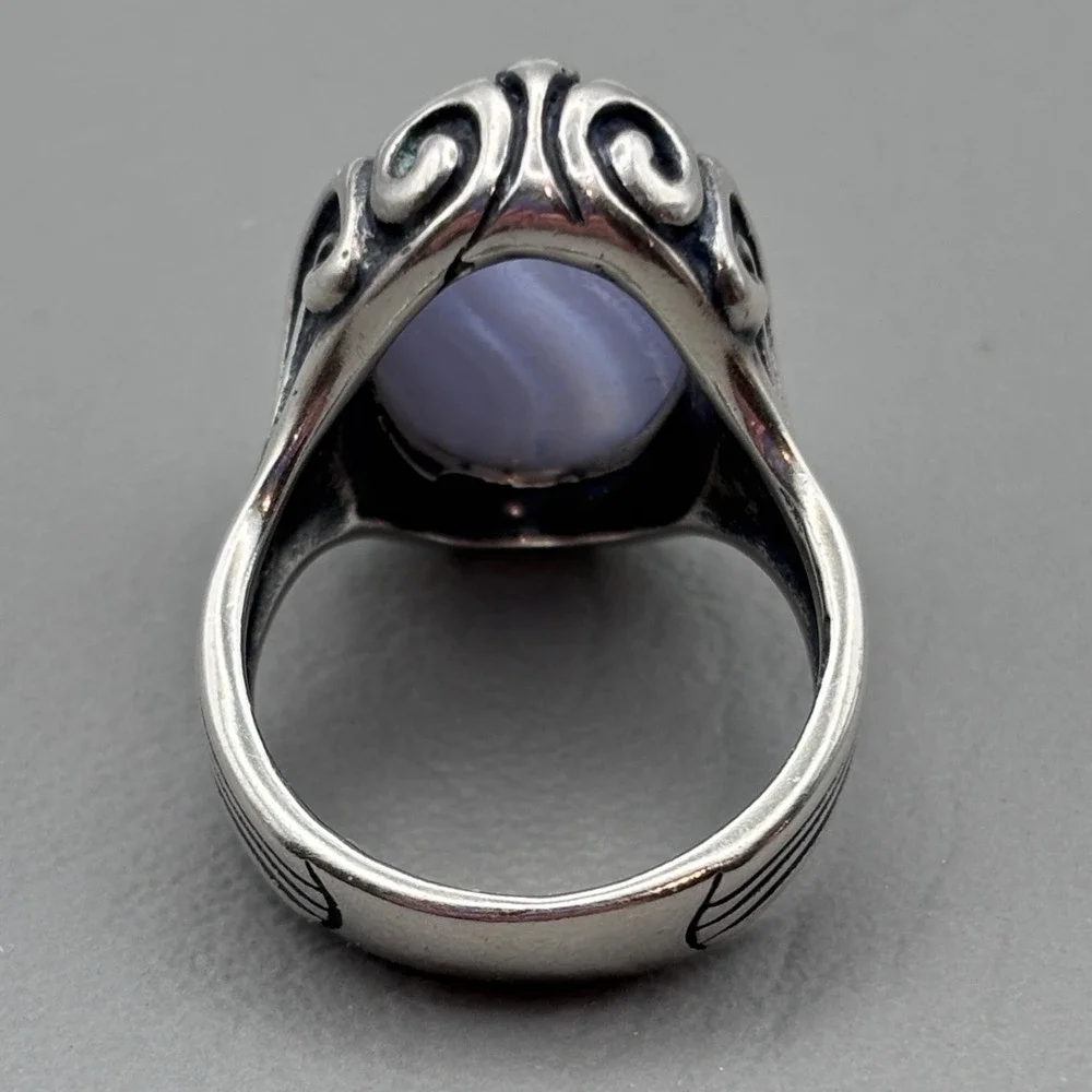 Vintage Carolyn Pollack Relios Ring Sterling Blue Lace Agate 8.25